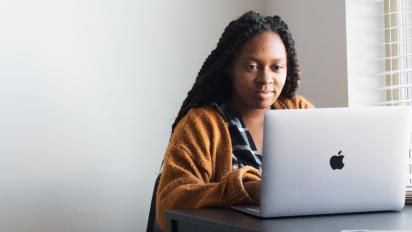 Grad student at laptop