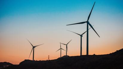 Wind turbines.