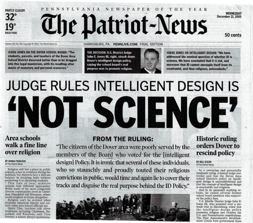 "Not Science" newspaper headline
