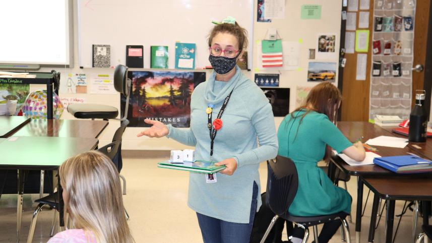 Ericca Thornhill in her classroom teaching.